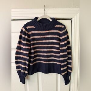 Madewell Navy and Pink Striped Turtleneck Sweater